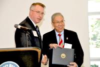 Prof Wai-Yee CHAN (right), College Master, received the honorary doctorate on behalf of Dr David CHU, Chairman of the Committee of Overseers of the College.